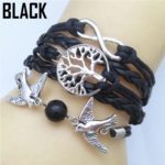 Black Tree of Life Leather Bracelet